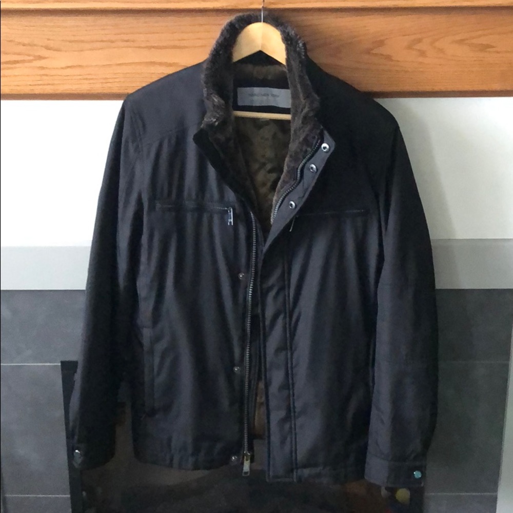 Andrew Marc faux fur black coat size small